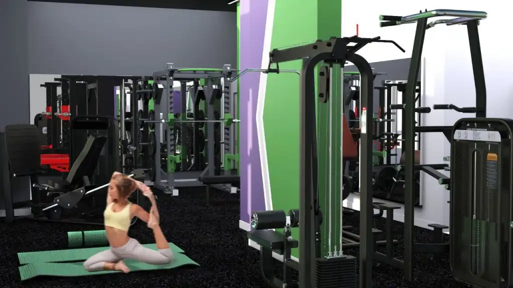 Зона блочных тренажеров и место для разминки