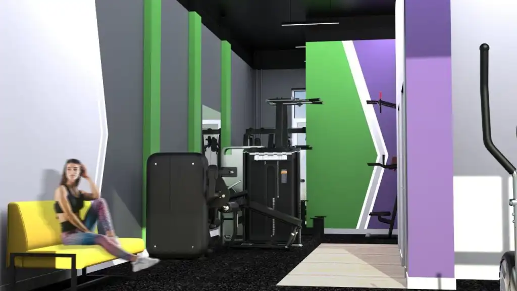 Переход из зоны кардио в зону с тренажерами